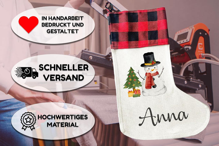 LIEBTASTISCH - Personalisierte Weihnachtssocken - 40cm x 30cm - Weihnachtsstrumpf zum Nikolaus oder