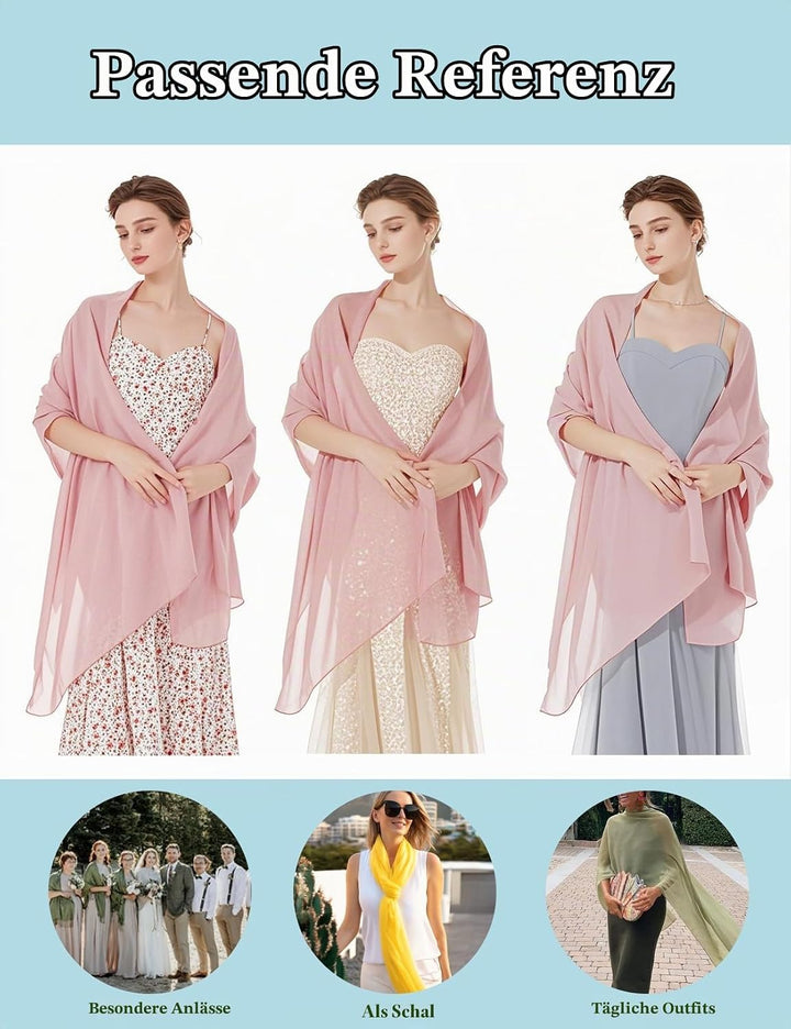 BEAUTELICATE Chiffon Schal Stola Damen Festlich Elegante Tücher Schultertuch Stola für Abendkleider