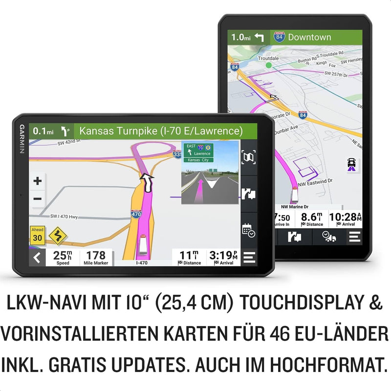 Garmin dēzl LGV 1010 MT-D EU – LKW-Navigationsgerät mit 8“ (20,3 cm) Farbdisplay, vorinstallierten E