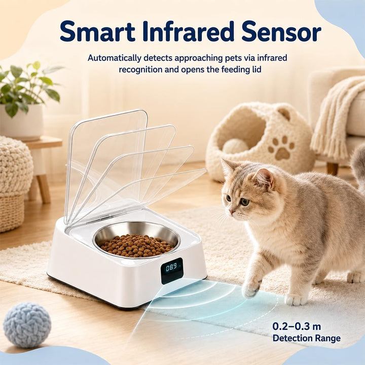 Futterautomat Katze Nassfutter, 350ML Katzenfutter Automat Infrarot Sensor