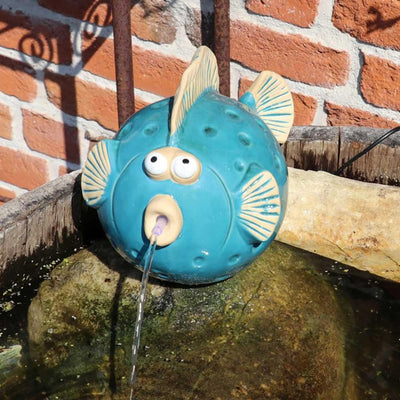 Wasserspeier Fisch blau gross für Miniteiche