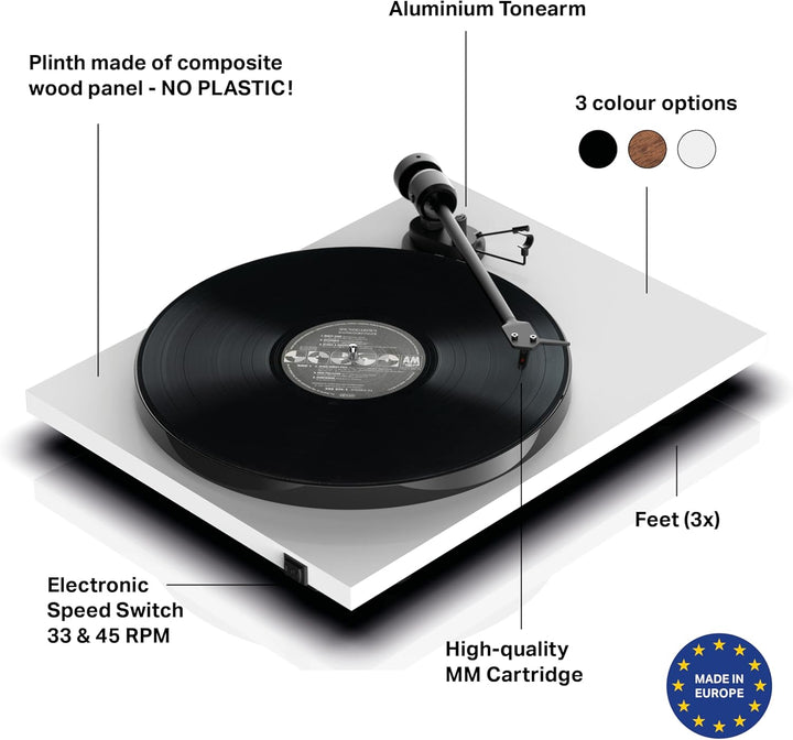 Pro-Ject E1, Plug &amp; Play Einsteiger Plattenspieler mit OM5e System und elektronischer Geschwindigkei