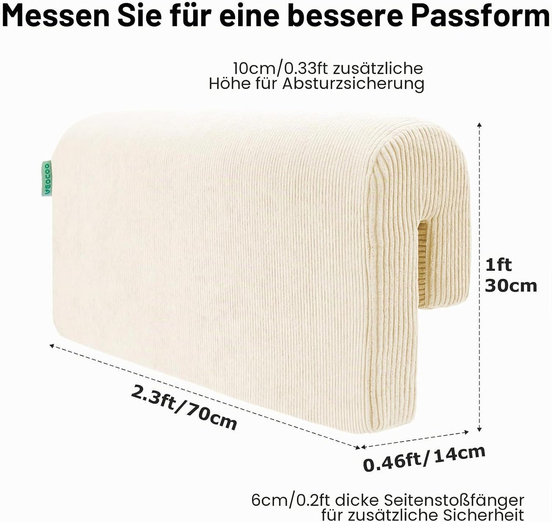 AEOCOO Tragbares Bettgitter für Kleinkinder, Nestchen für Kleinkinder, Bettgitter mit waschbarem Bez