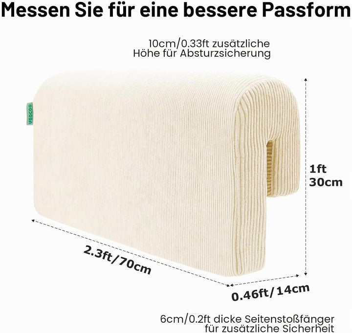 AEOCOO Tragbares Bettgitter für Kleinkinder, Nestchen für Kleinkinder, Bettgitter mit waschbarem Bez