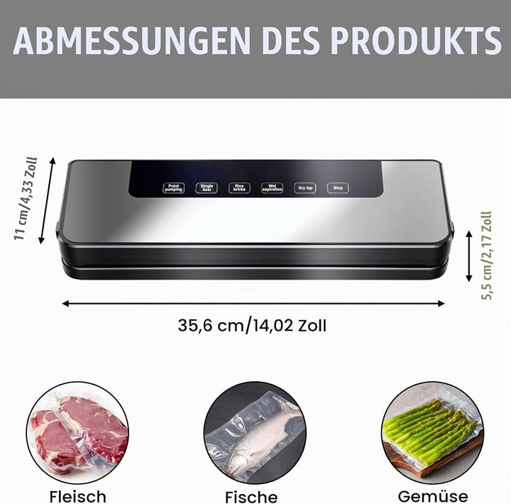 Vakuumiergerät, 5 in 1 Vakuumierer Folienschweissgerät mit 10 Vakuumierbeutel, Automatischer Lebensm