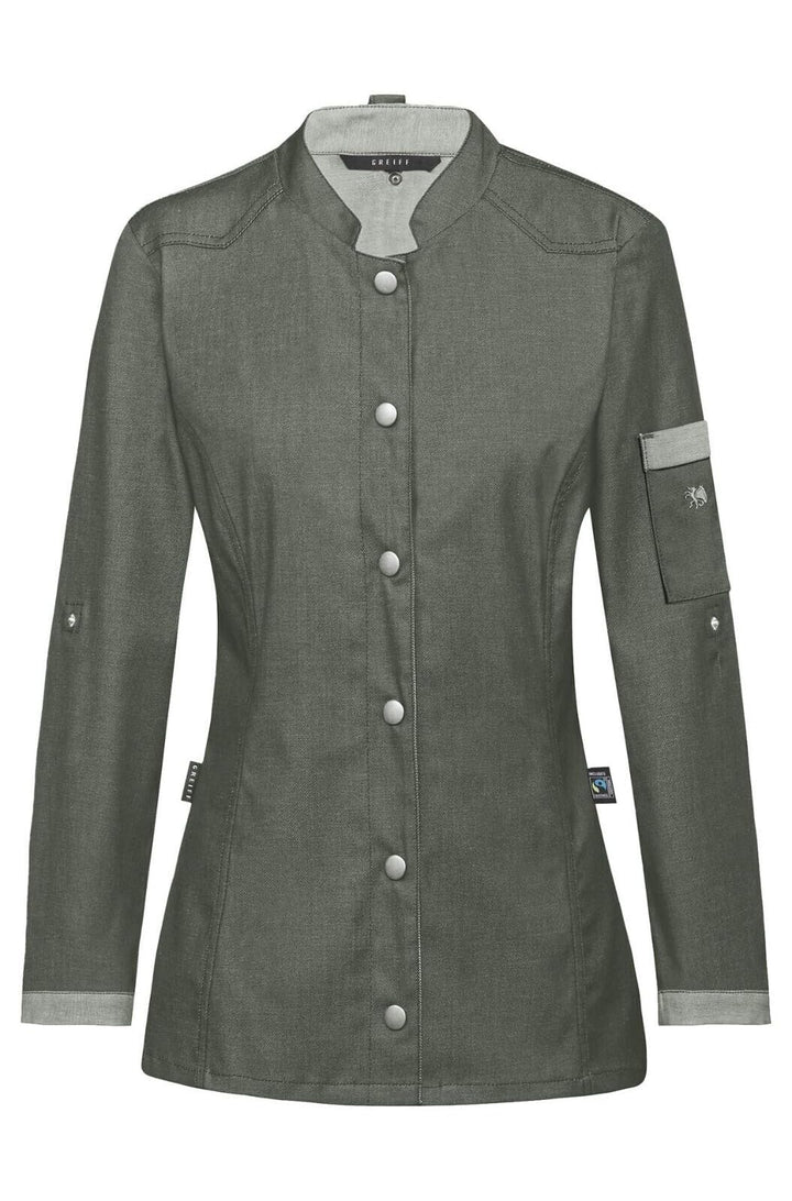 Greiff Gastro Moda Cuisine Damen Kochjacke Bikerstyle Regular Grün XS, Grün XS