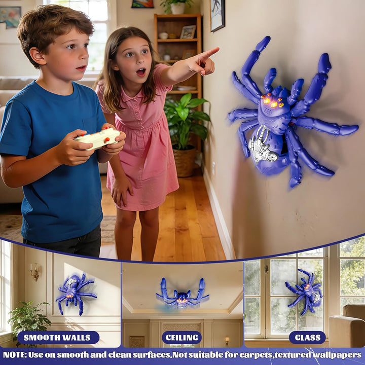Wall Crawling Spider, Rechargeable Remote Control Robot Kids Toys, Wall Climbing Funny Prank Toys Bi