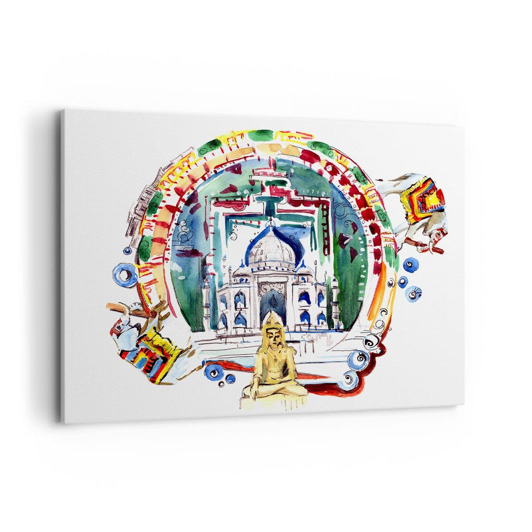 Bilder auf Leinwand 100x70cm Leinwandbild Elefanten Indien Religion Kultur Gross Wanddeko Bild Schla