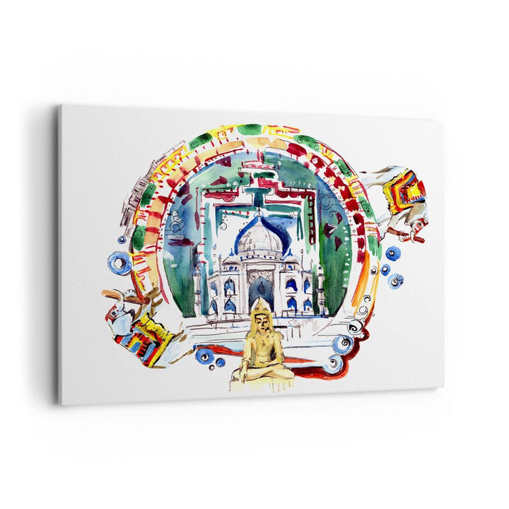 Bilder auf Leinwand 100x70cm Leinwandbild Elefanten Indien Religion Kultur Gross Wanddeko Bild Schla