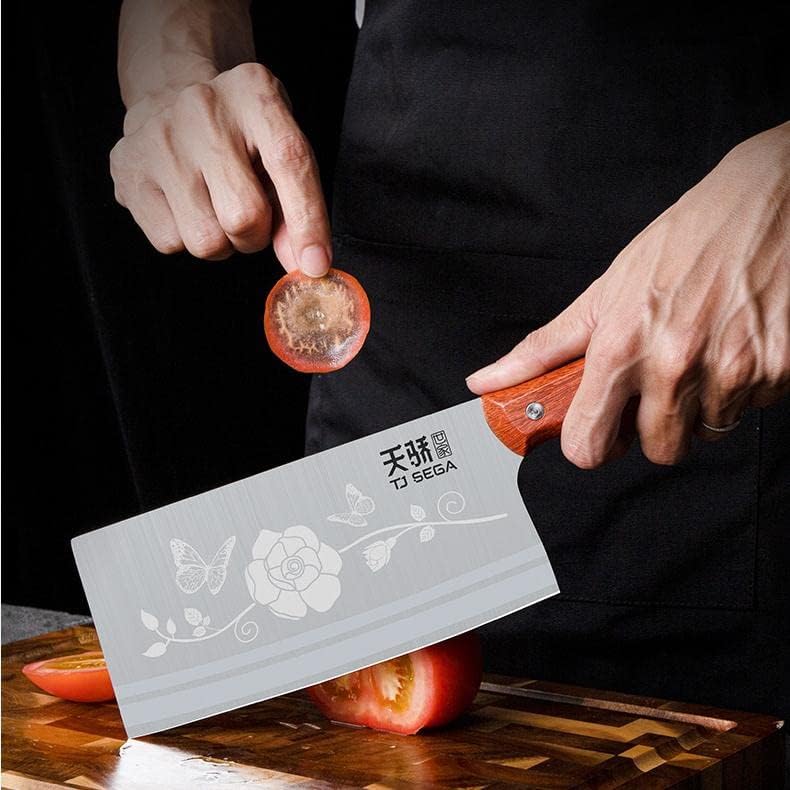 TJ POP Hackmesser Chinesisches Kochmesser Professionelles 18.8cm, Scharfer Küchenmesser mit Full Tan
