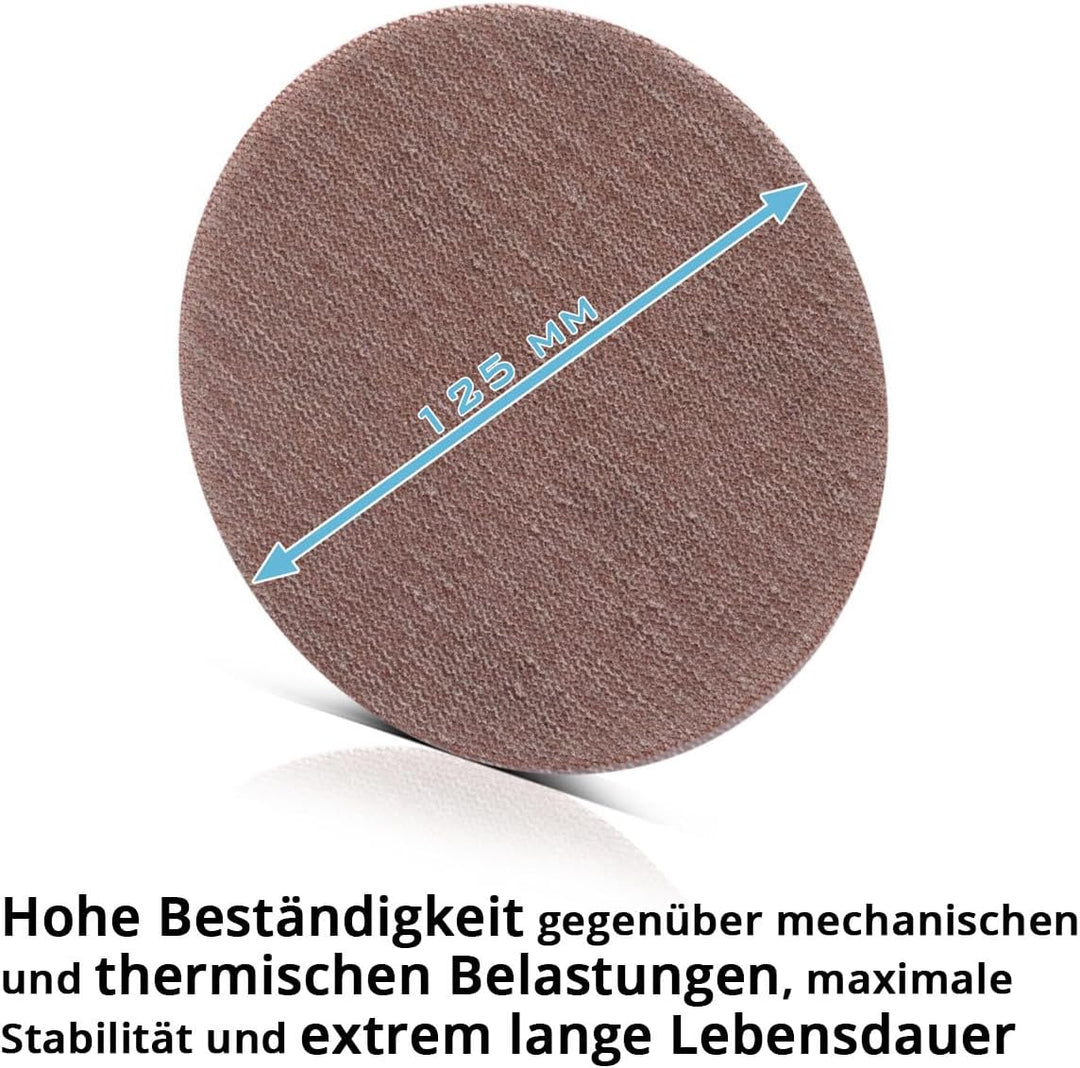 STAHLWERK Druckluft Exzenterschleifer DES-125 ST mit 14er Set Gitternetz-Klett-Schleifscheiben P60-P