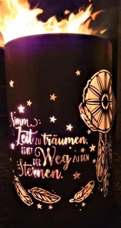 TiKo-Design Feuertonne/Feuerkorb mit Motiv – Zeit - Nimm dir Zeit zu träumen, es ist der Weg zu den