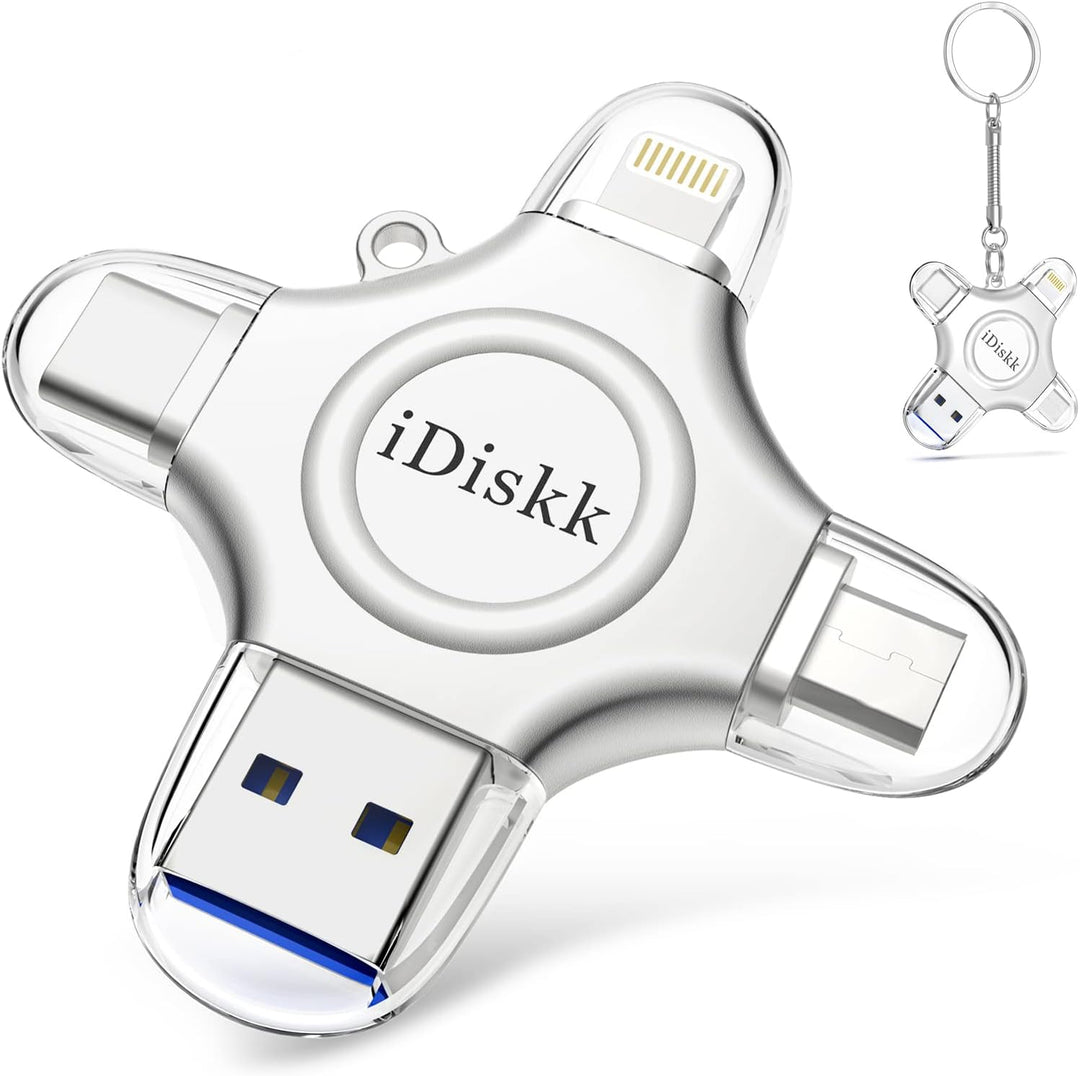 iDiskk 512 GB Foto-Stick für iPhone, 4-in-1 iPhone-Lightning-USB-Stick, Externe iPhone-Speicherstick