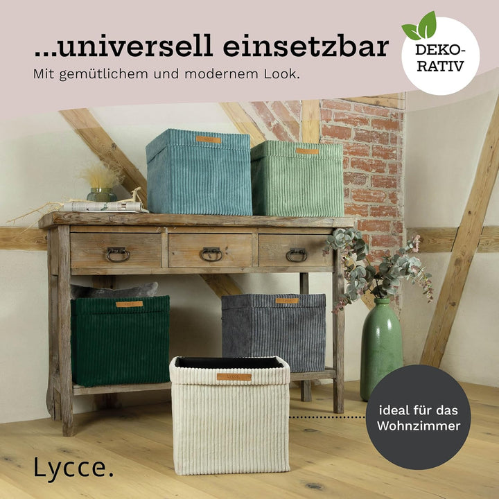 Kallax Box aus trendigem Cordstoff | Aufbewahrungskorb für Kallax Regal | Faltbox 33 x 33 x H31 cm m