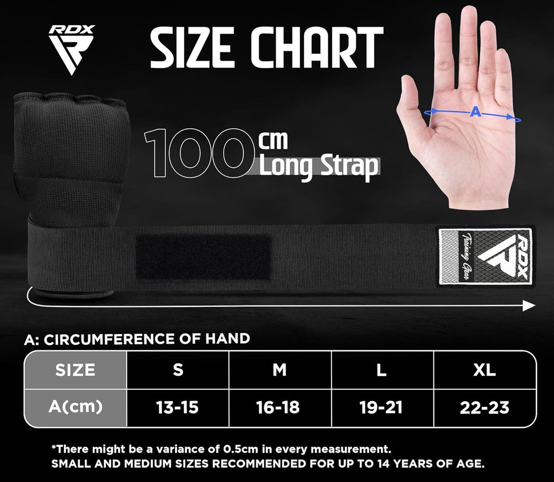 RDX Gel Innenhandschuhe Boxen MMA Muay Thai Training, Elastisch Boxbandagen 100cm Lang Handgelenkban