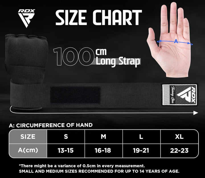 RDX Gel Innenhandschuhe Boxen MMA Muay Thai Training, Elastisch Boxbandagen 100cm Lang Handgelenkban