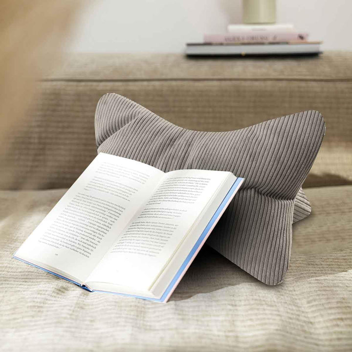 MAGMA Leseknochen INGA 2er Set, Cord Look, Farbe grau, 42cm x 22cm, ergonomische Form für Nacken- od
