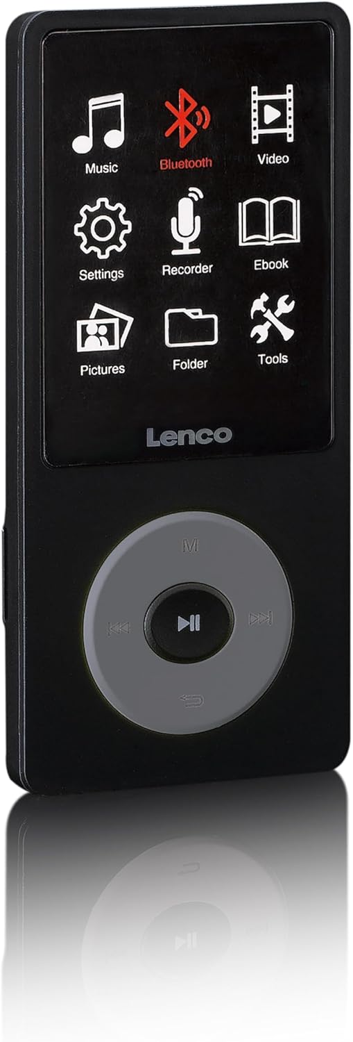Lenco Xemio-860BK - MP3/MP4-Spieler mit Bluetooth und 8 GB internem Speicher - Schwarz, Schwarz