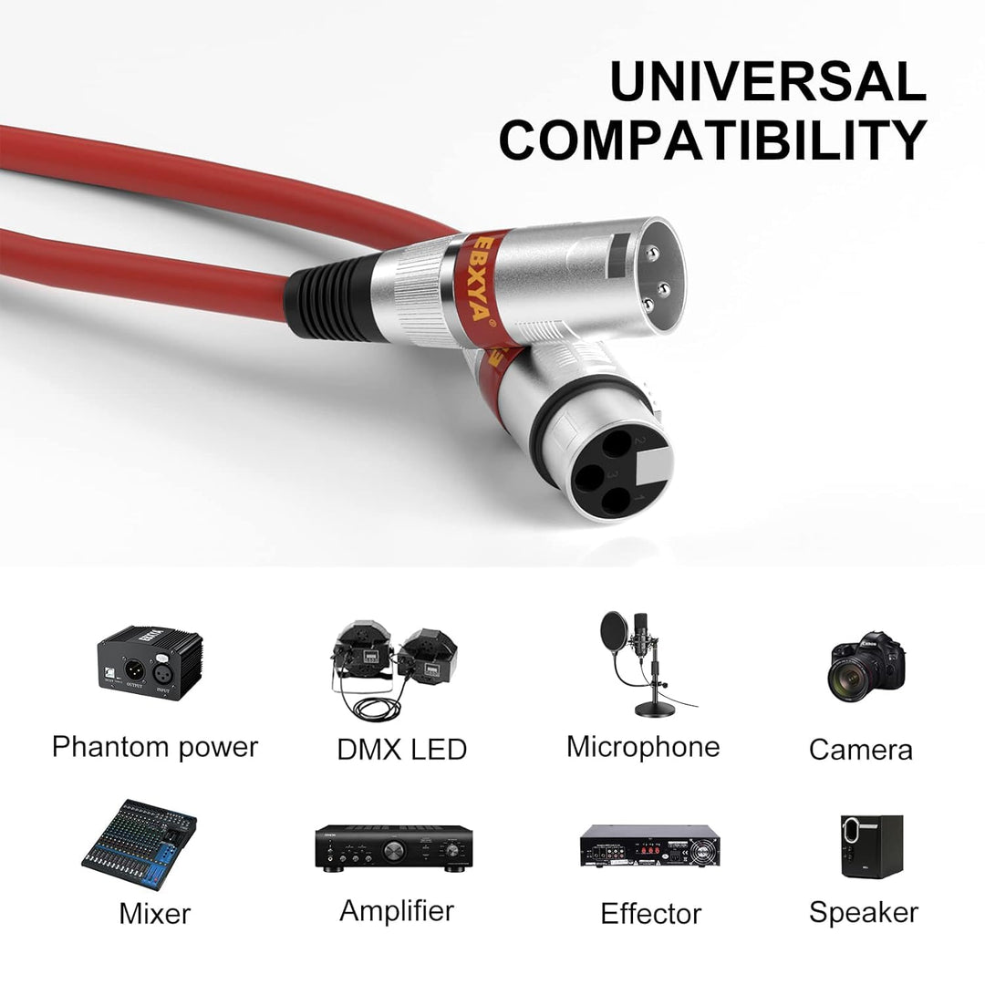EBXYA XLR Kabel 2-Pack 15M - Symmetrisches Mikrofonkabel & DMX512 Patchkabel - Je 15m Stecker auf Bu