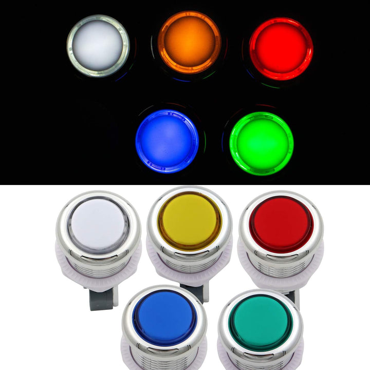 Arcade 2 Player Game Controller Stick DIY Kit LED Buttons Chrome Paint MX Microswitch 8 Way Joystick