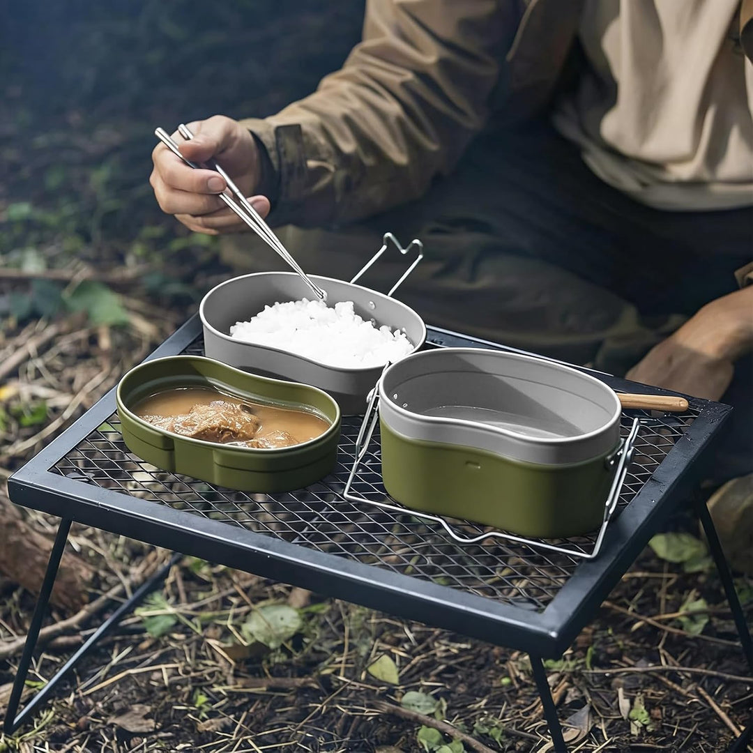 Camping Kochgeschirr Mess Kit, Camping Geschirr Set, Aluminium Und Edelstahl Bundeswehr Essgeschirr