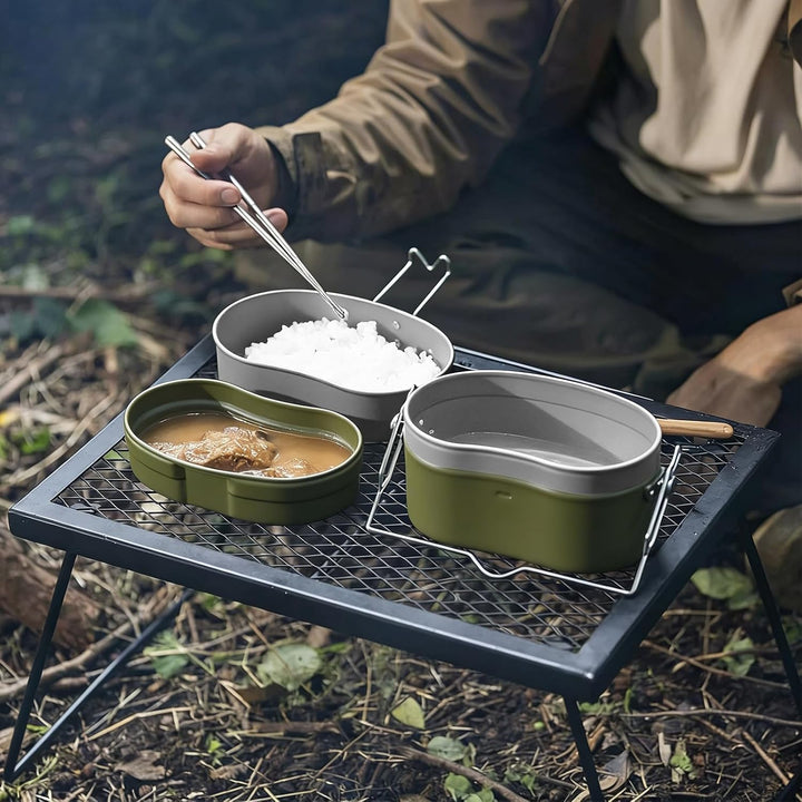 Camping Kochgeschirr Mess Kit, Camping Geschirr Set, Aluminium Und Edelstahl Bundeswehr Essgeschirr