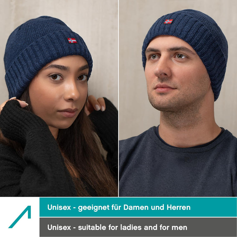 ACE Norway Winter-Mütze - Strick-Mütze aus Schaf-Wolle für Erwachsene - Woll-Beanie für Damen & Herr