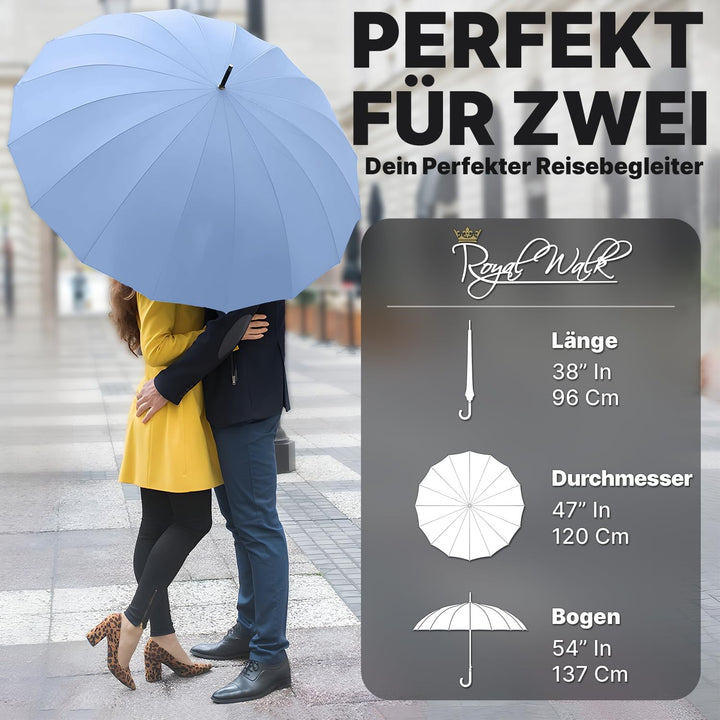 Royal Walk Regenschirm Gross Sturmfest Golf Schirm XXL Stabiler Stockschirm | Grosser Regenschirm fü