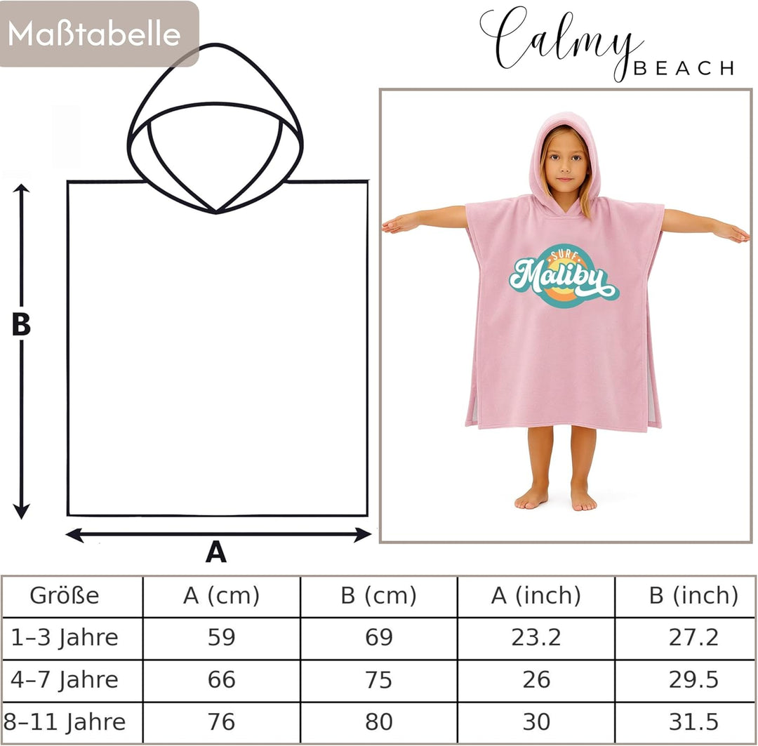 Badeponcho Kinder Poncho Handtuch - Mädchen Jungen Surf Frottee Bademantel Badetuch Baumwolle Strand
