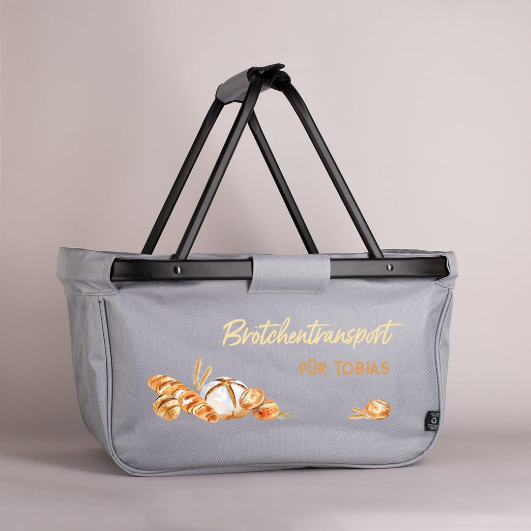 Herz & Heim® Einkaufskorb personalisiert/faltbar/modernes Design/Geschenk-Idee für Jedermann (Gebäck