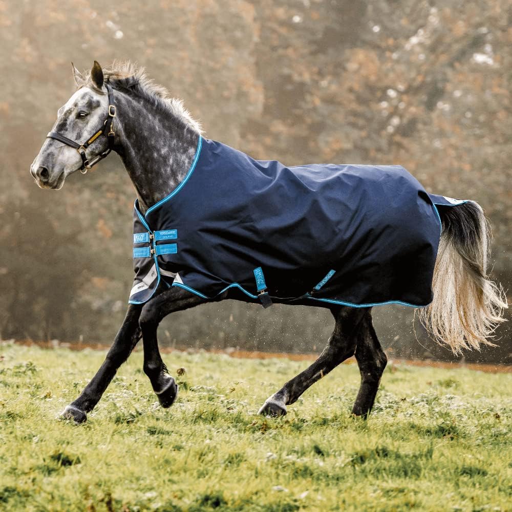 Horseware Amigo Bravo 12 50g Turnout Regendecke Navy/Turquoise 155 cm / 6´9, 155 cm / 6´9
