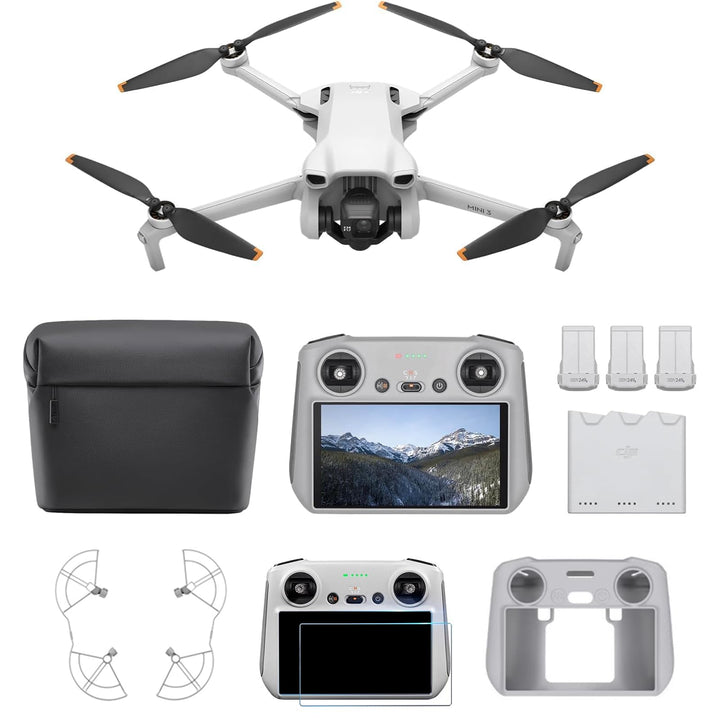 DJI Mini 3 Fly More Combo (DJI RC) – Leichte und faltbare Mini-Kameradrohne mit 4K HDR-Video, 3 Batt