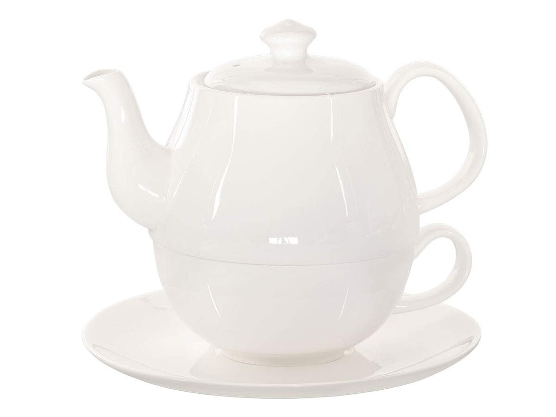 Buchensee Tea for One Daisy 600ml aus Crystal Bone China Porzellan in fein-cremigem Weiss. Teekanne