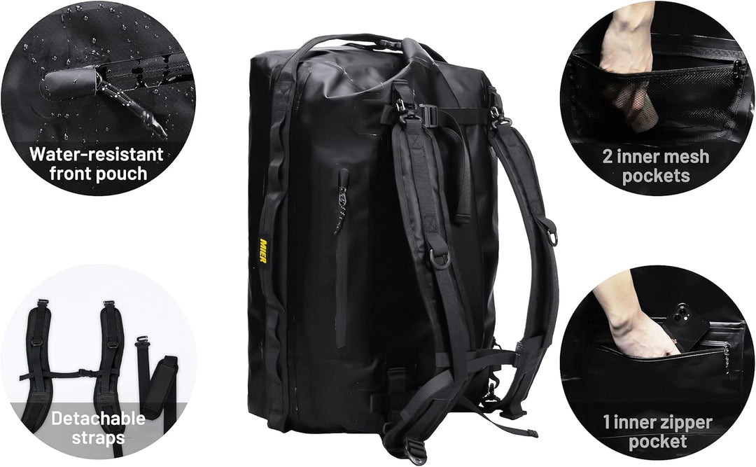 MIER Wasserfeste Reisetasche Duffle Bag mit Rucksackfunktion Rolltop Sporttasche für Seesack, Schwim
