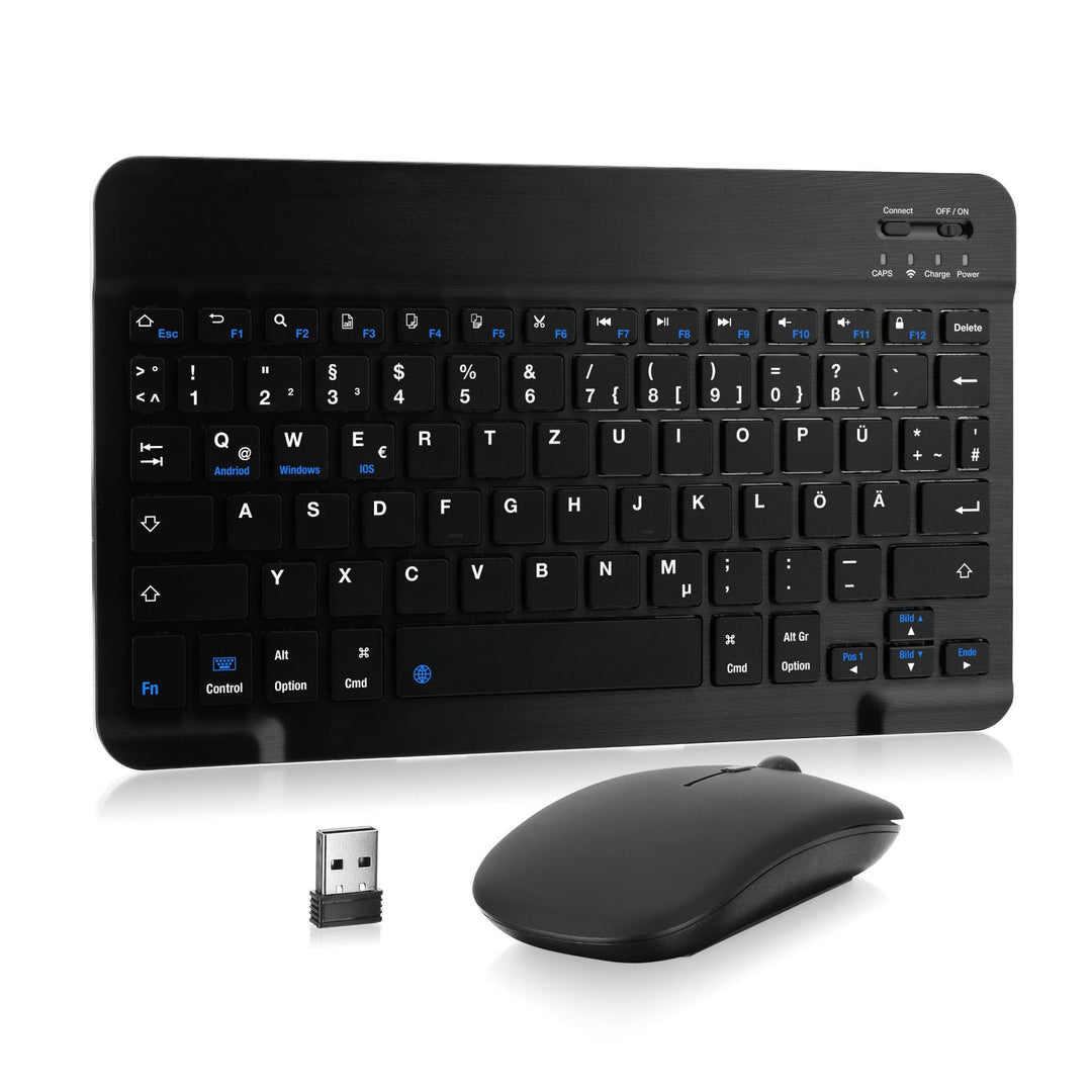 MAYPHY Tragbare Bluetooth-Tastatur und -Maus mit Hintergrundbeleuchtung, wiederaufladbare Mini-Tasta