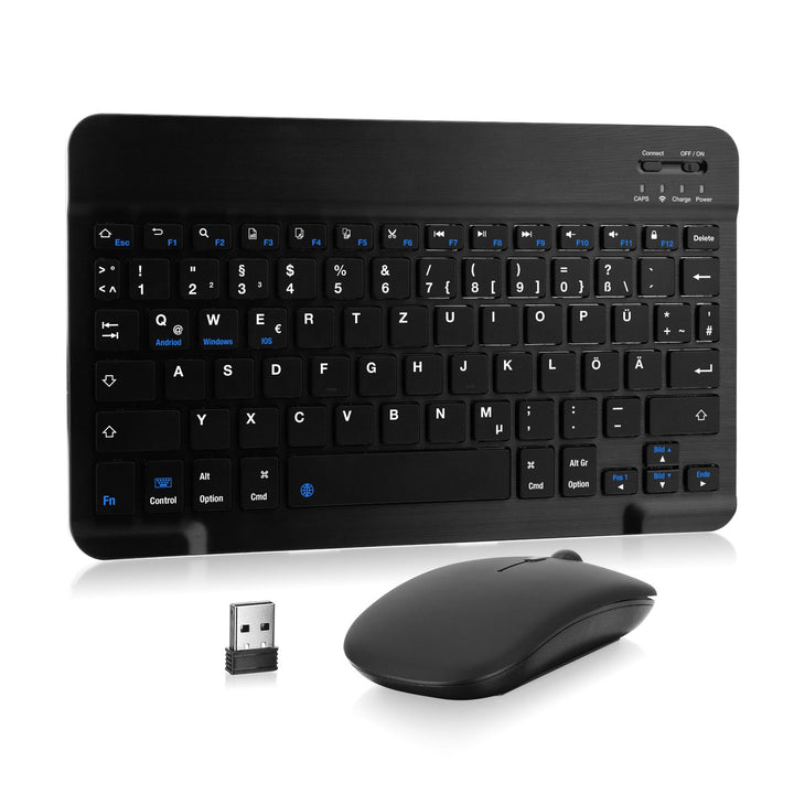 MAYPHY Tragbare Bluetooth-Tastatur und -Maus mit Hintergrundbeleuchtung, wiederaufladbare Mini-Tasta