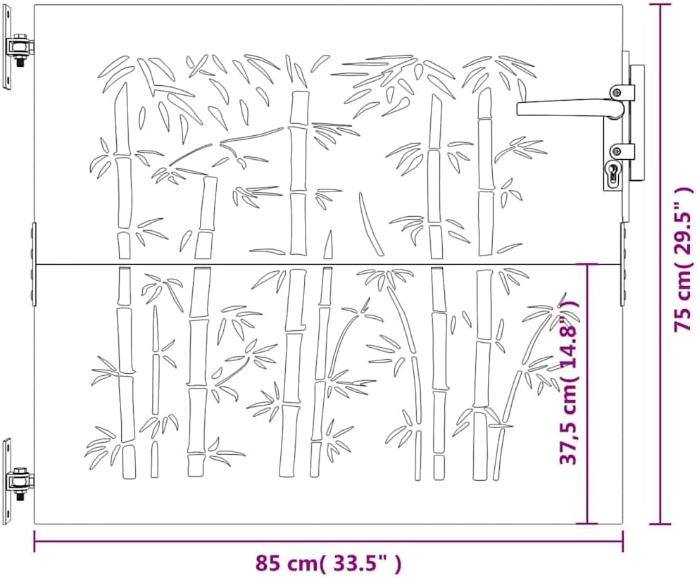 vidaXL Gartentor, Gartentür mit Bambus-Design, Abschliessbar Hoftor Eingangstor für Garten Terrasse,