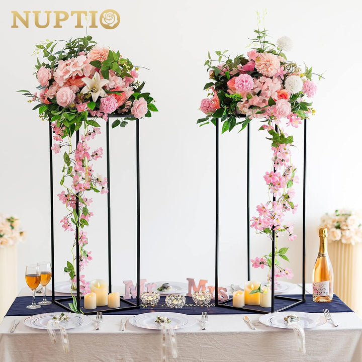 Nuptio Schwarzer Vasen Pflanzenständer 2 Stück 80cm Hohe Blumenvasen für Hochzeit Geburtstagsparty M