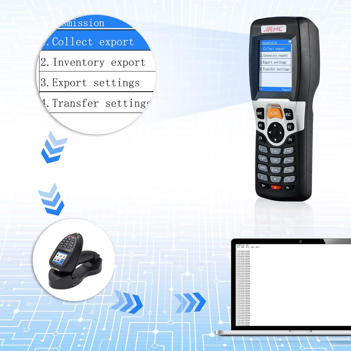 JRHC 1D Barcode Scanner Inventarscanner und Sammler, kabelloser 2.4G Barcode-Scanner zum Scannen von