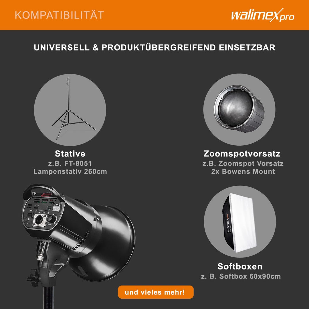 Walimex pro Niova 60 Plus Bi Color dimmbare LED Videoleuchte mit Bowens-Reflektor &amp; Soft Diffusor I
