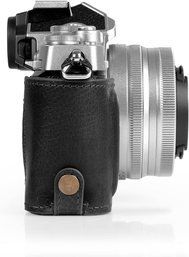 MegaGear MG2016 Ever Ready Genuine Leather Camera Half Case Compatible with Nikon Z fc (Schwarz), Sc