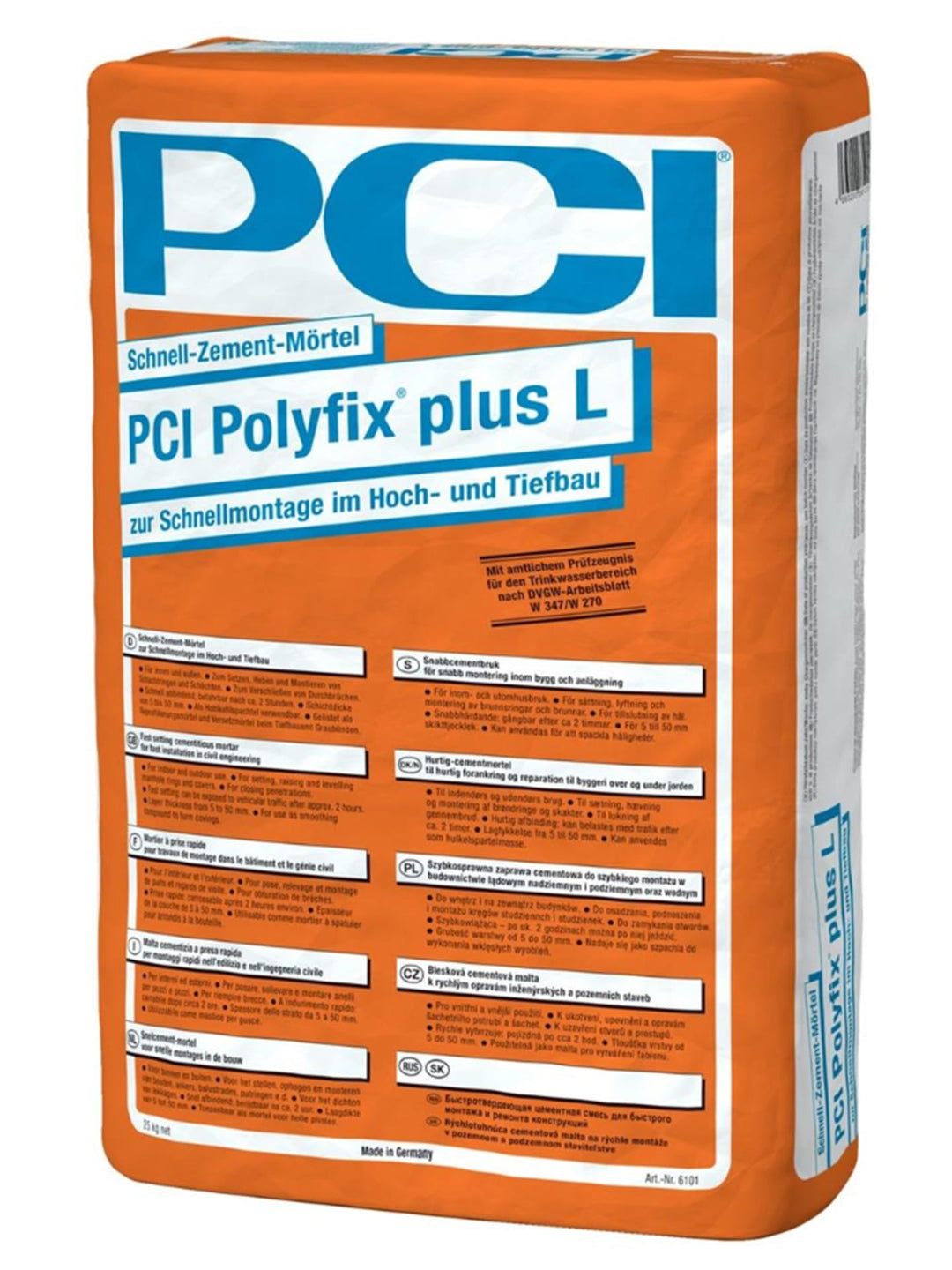 PCI Polyfix plus L 25 kg Schnell-Zement-Mörtel zur Schnellmontage im Hoch- und Tiefbau Dichtungs-/Ho