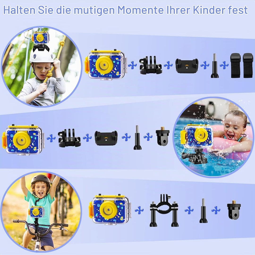 GKTZ Kinderkamera wasserdichte,Unterwasserkamera-1080P Selfie Digitalkamera Fotoapparat für Kinder,