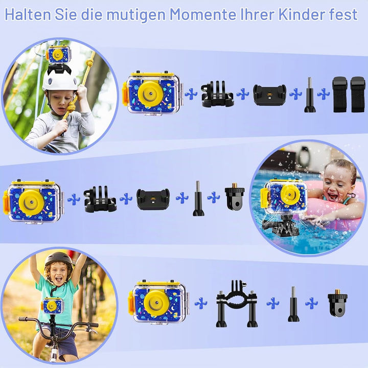 GKTZ Kinderkamera wasserdichte,Unterwasserkamera-1080P Selfie Digitalkamera Fotoapparat für Kinder,
