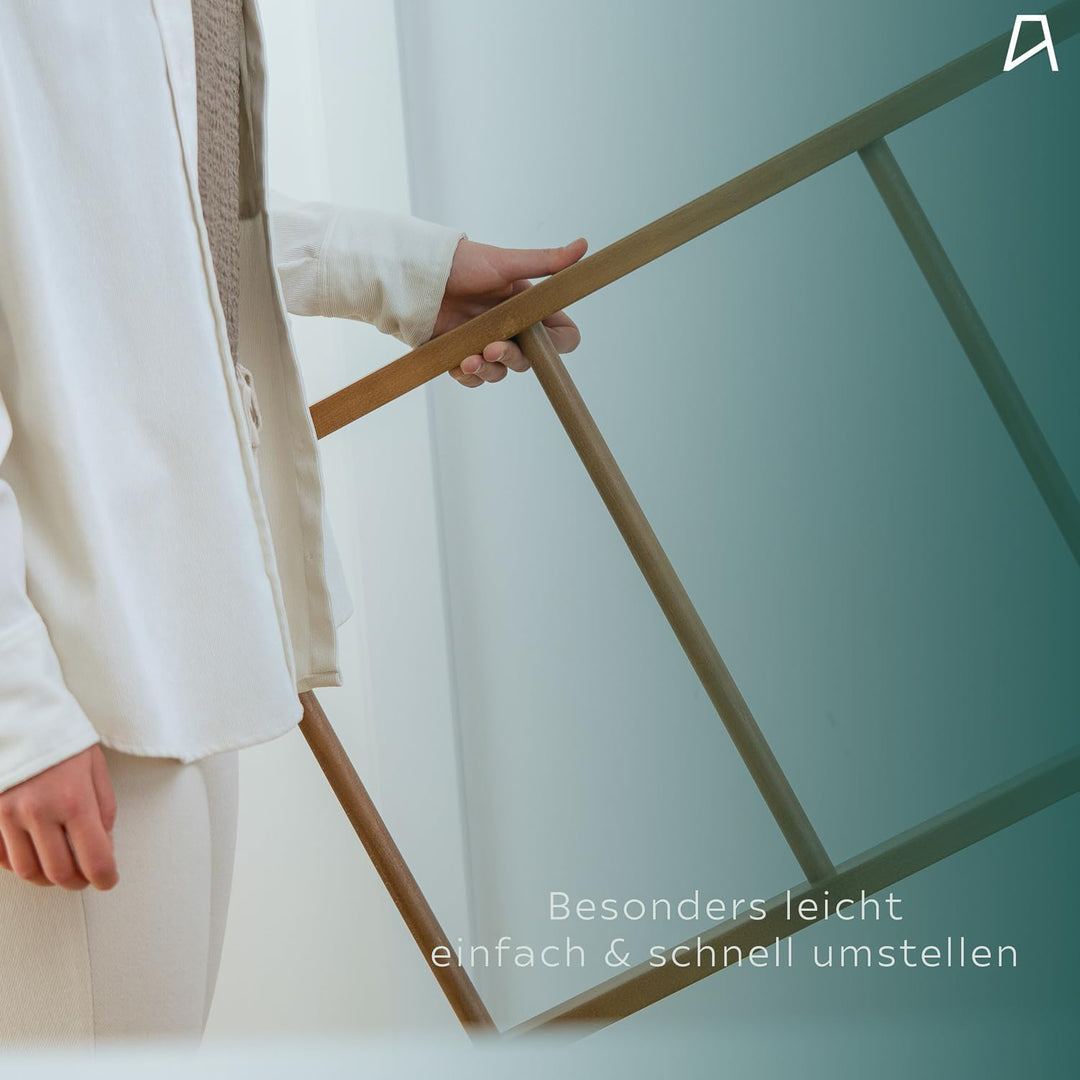 Staboos 3er Set Handtuchhalter Massivholz Buche, Holzleiter nussbaum | Stabil bis 10 kg, splitterfre
