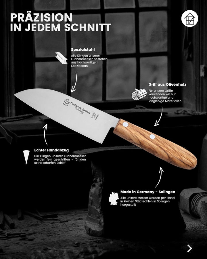 Fachwerk-Messer Mini Santoku-Messer - Kochmesser aus Solingen/Germany - Allzweckmesser/Universalmess