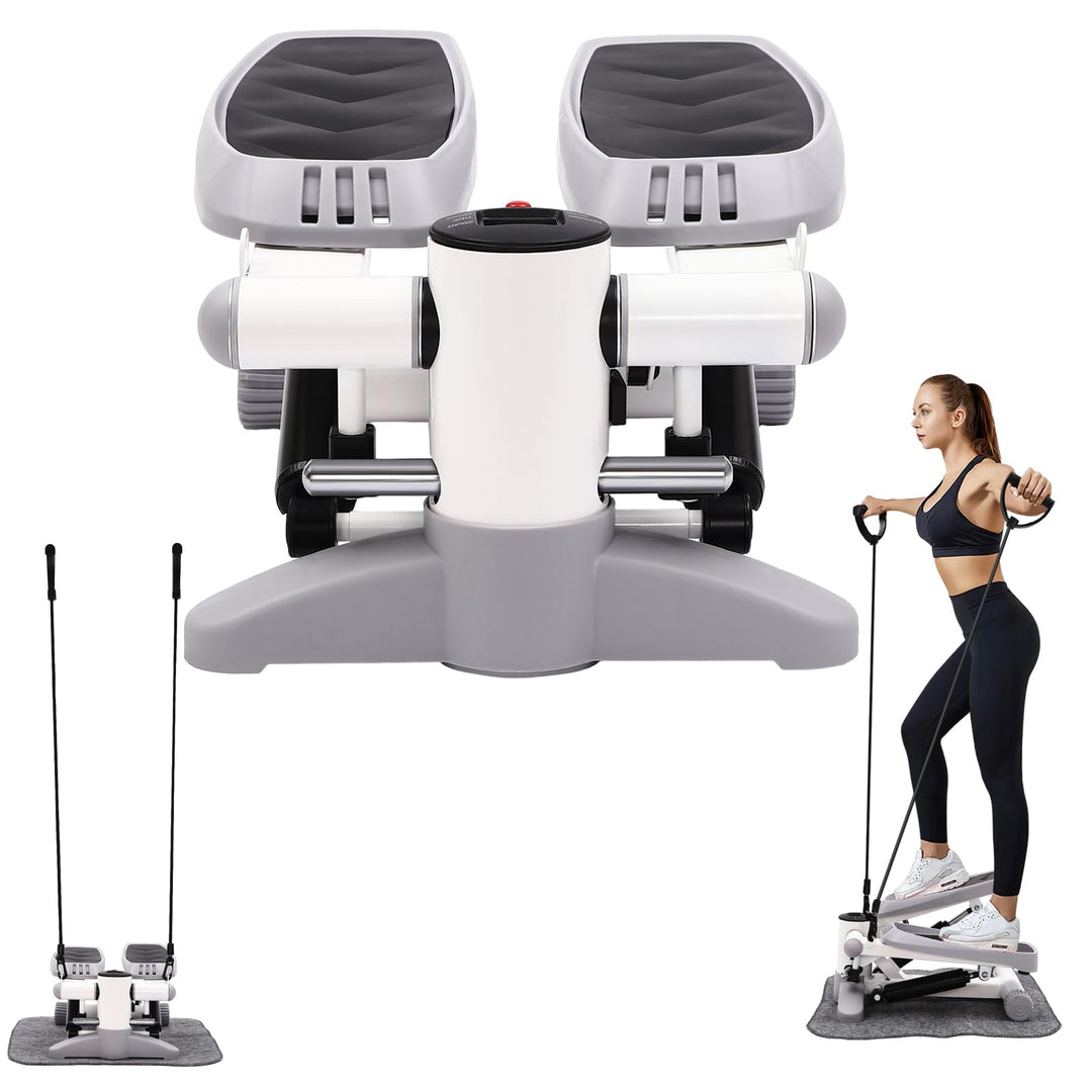 Stepper Büro, mit 2 Widerstandsbänder, Fitness Stepper für Zuhause, Mini-Stepper mit LED-Bildschirm,