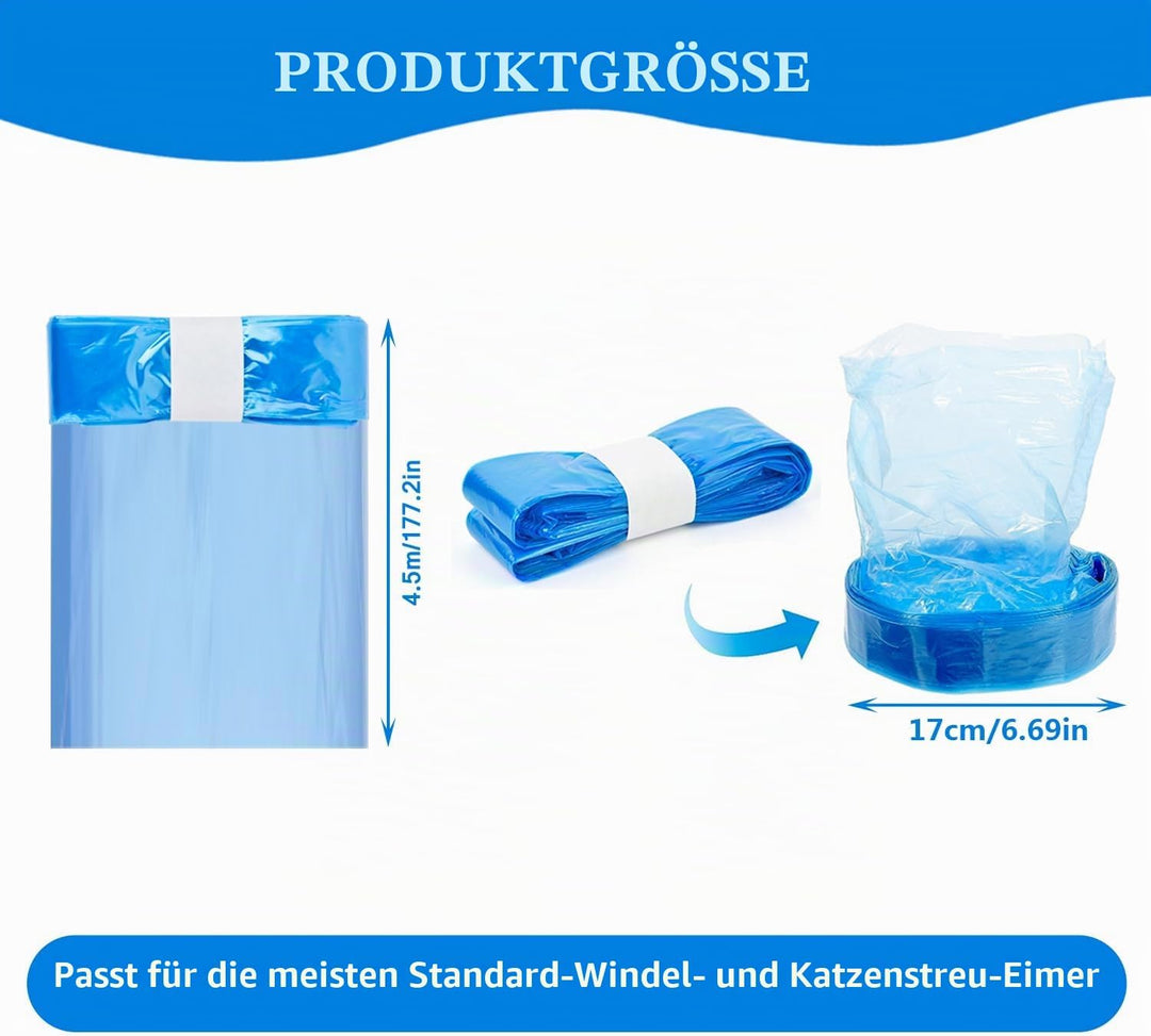 15er-Pack 4,5 Meter Windeleimer Nachfüllfolie, Hochwertige Eingedickte Nachfüllkassetten mit Geruchs
