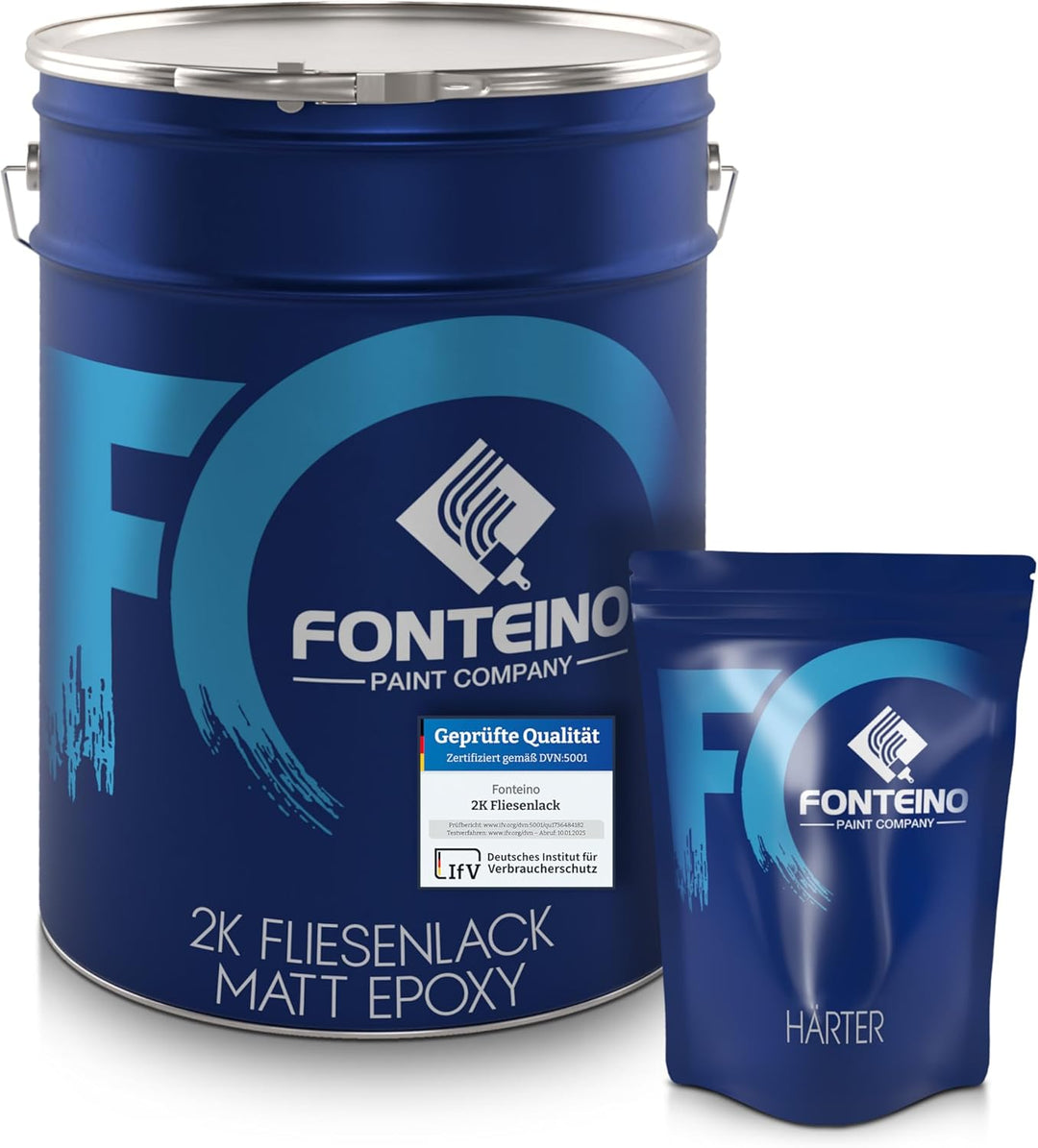 Fonteino 2K Fliesenlack MATT Kieselgrau RAL 7032 für Küche Badezimmer Wandfliesen Bodenfliesen - 2,5