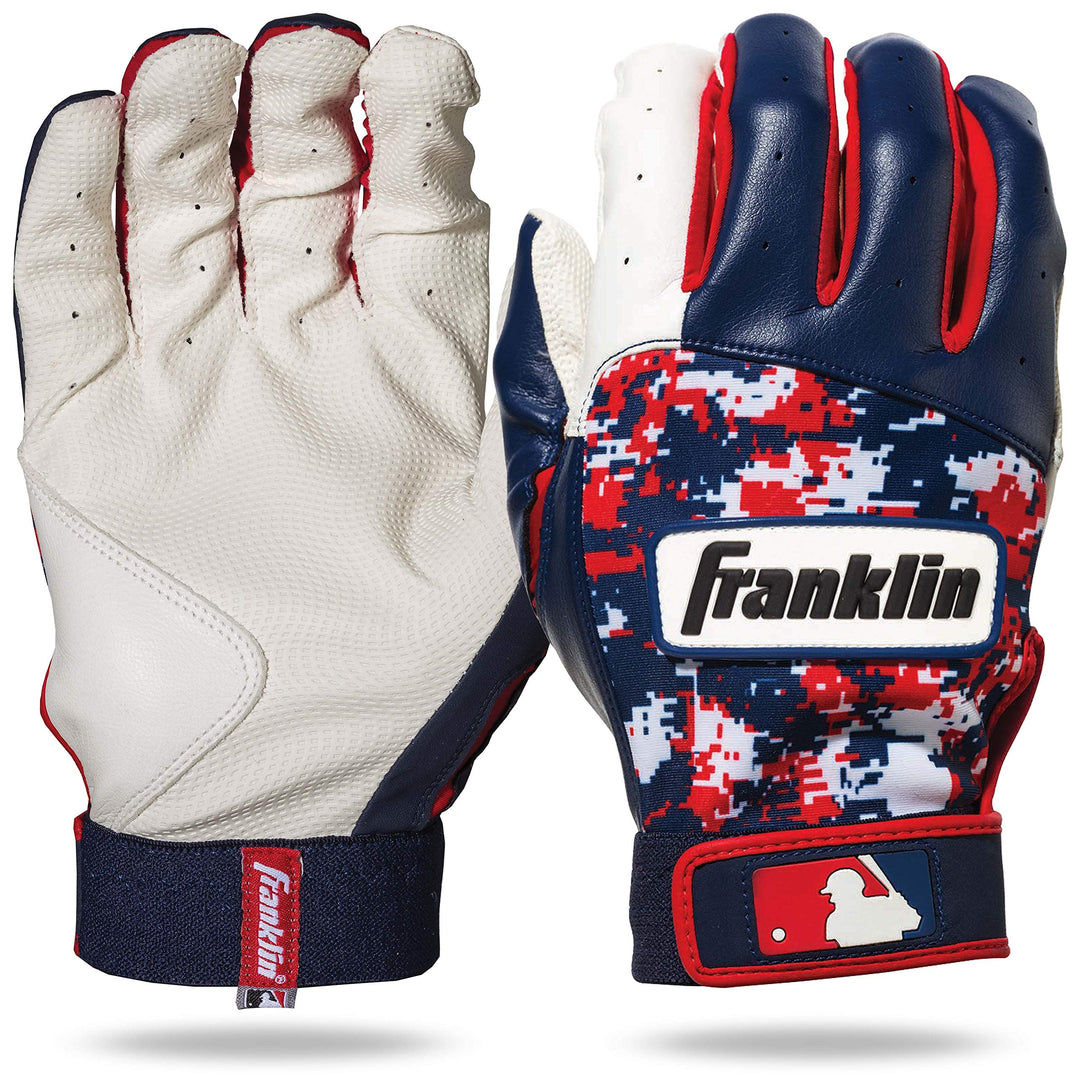 Franklin Sports MLB Digitek Baseball-Schlaghandschuhe Weiss/Marineblau/Rot Erwachsene L, Weiss/Marin